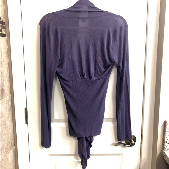 Iris Basic Purple Draped Long-Sleeve Cardigan - Picture 4 of 6